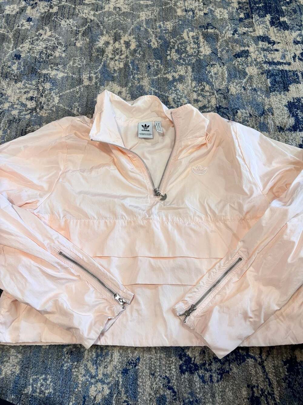 Adidas Windbreaker Size S Pink Cropped Pullover